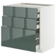 METOD / MAXIMERA Mob 3front/2casset bas/1med/1alt, bianco/Kallarp grigio-verde scuro lucido, 80x60 cm