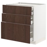 METOD / MAXIMERA Mob 3front/2casset bas/1med/1alt, bianco/Sinarp marrone, 80x60 cm