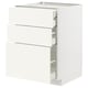 METOD / MAXIMERA Mob 3front/2casset bas/1med/1alt, bianco/Vallstena bianco, 60x60 cm