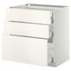 METOD / MAXIMERA Mob 3front/2casset bas/1med/1alt, bianco/Veddinge bianco, 80x60 cm