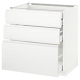 METOD / MAXIMERA Mob 3front/2casset bas/1med/1alt, bianco/Voxtorp bianco opaco, 80x60 cm