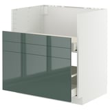 METOD / MAXIMERA Mob base lavello TALLSJÖN, bianco/Kallarp grigio-verde scuro lucido, 80x60 cm
