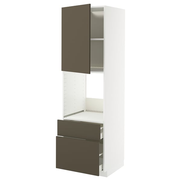 METOD / MAXIMERA Mobil forn/cass/2fron/1cass me/1al, bianco/Havstorp marrone-beige, 60x60x200 cm