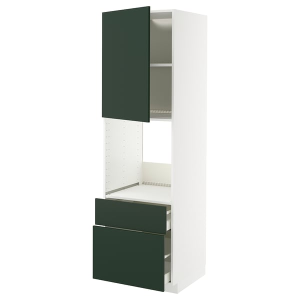 METOD / MAXIMERA Mobil forn/cass/2fron/1cass me/1al, bianco/Havstorp verde intenso, 60x60x200 cm