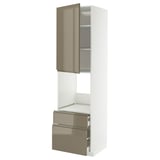 METOD / MAXIMERA Mobil forn/cass/2fron/1cass me/1al, bianco/Voxtorp grigio-marrone scuro lucido, 60x60x220 cm