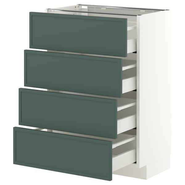 METOD / MAXIMERA Mobile/4 frontali/4 cassetti, bianco/Aspudden grigio scuro-verde, 60x37 cm