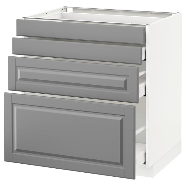 METOD / MAXIMERA Mobile/4 frontali/4 cassetti, bianco/Bodbyn grigio, 80x60 cm