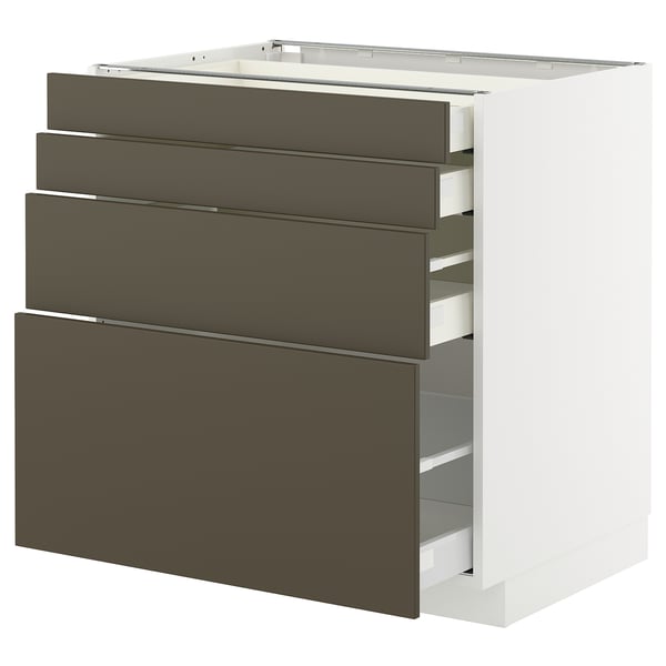METOD / MAXIMERA Mobile/4 frontali/4 cassetti, bianco/Havstorp marrone-beige, 80x60 cm