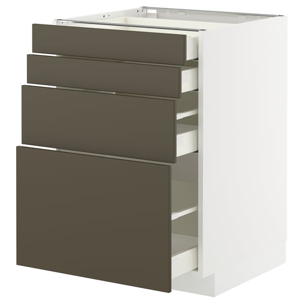 METOD / MAXIMERA Mobile/4 frontali/4 cassetti, bianco/Havstorp marrone-beige, 60x60 cm