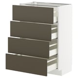 METOD / MAXIMERA Mobile/4 frontali/4 cassetti, bianco/Havstorp marrone-beige, 60x37 cm