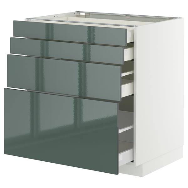 METOD / MAXIMERA Mobile/4 frontali/4 cassetti, bianco/Kallarp grigio-verde scuro lucido, 80x60 cm