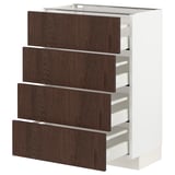 METOD / MAXIMERA Mobile/4 frontali/4 cassetti, bianco/Sinarp marrone, 60x37 cm