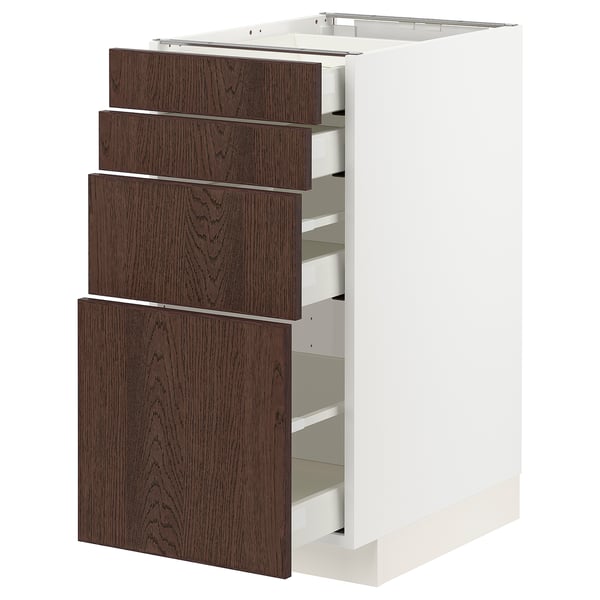 METOD / MAXIMERA Mobile/4 frontali/4 cassetti, bianco/Sinarp marrone, 40x60 cm