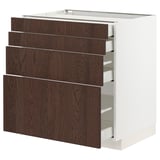METOD / MAXIMERA Mobile/4 frontali/4 cassetti, bianco/Sinarp marrone, 80x60 cm