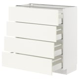 METOD / MAXIMERA Mobile/4 frontali/4 cassetti, bianco/Vallstena bianco, 80x37 cm