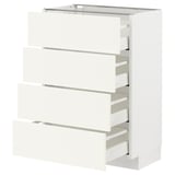 METOD / MAXIMERA Mobile/4 frontali/4 cassetti, bianco/Vallstena bianco, 60x37 cm