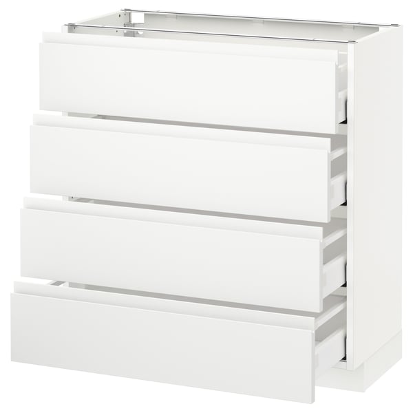 METOD / MAXIMERA Mobile/4 frontali/4 cassetti, bianco/Voxtorp bianco opaco, 80x37 cm