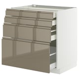 METOD / MAXIMERA Mobile/4 frontali/4 cassetti, bianco/Voxtorp grigio-marrone scuro lucido, 80x60 cm