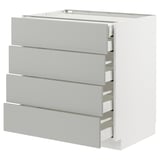 METOD / MAXIMERA Mobile 4front/2cassetti bassi/3medi, bianco/Havstorp grigio chiaro, 80x60 cm