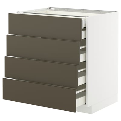 METOD / MAXIMERA Mobile 4front/2cassetti bassi/3medi, bianco/Havstorp marrone-beige, 80x60 cm