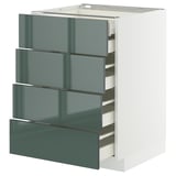METOD / MAXIMERA Mobile 4front/2cassetti bassi/3medi, bianco/Kallarp grigio-verde scuro lucido, 60x60 cm