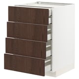 METOD / MAXIMERA Mobile 4front/2cassetti bassi/3medi, bianco/Sinarp marrone, 60x60 cm