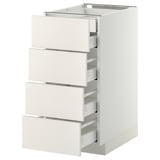 METOD / MAXIMERA Mobile 4front/2cassetti bassi/3medi, bianco/Veddinge bianco, 40x60 cm