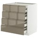 METOD / MAXIMERA Mobile 4front/2cassetti bassi/3medi, bianco/Voxtorp grigio-marrone scuro lucido, 80x60 cm