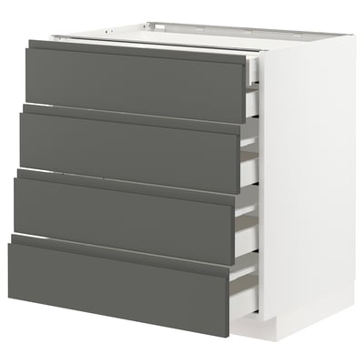 METOD / MAXIMERA Mobile 4front/2cassetti bassi/3medi, bianco/Voxtorp grigio scuro, 80x60 cm