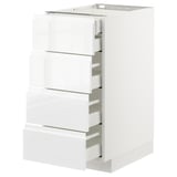 METOD / MAXIMERA Mobile 4front/2cassetti bassi/3medi, bianco/Voxtorp lucido/bianco, 40x60 cm
