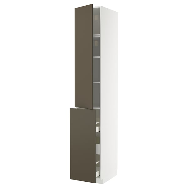 METOD / MAXIMERA Mobile al/elem estr/3cass/1ant/2rip, bianco/Havstorp marrone-beige, 40x60x240 cm