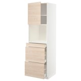 METOD / MAXIMERA Mobile alt micro com/anta/3cassetti, bianco/Askersund effetto frassino chiaro, 60x60x200 cm