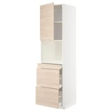 METOD / MAXIMERA Mobile alt micro com/anta/3cassetti, bianco/Askersund effetto frassino chiaro, 60x60x220 cm