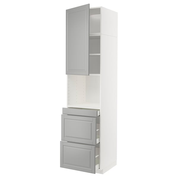METOD / MAXIMERA Mobile alt micro com/anta/3cassetti, bianco/Bodbyn grigio, 60x60x240 cm