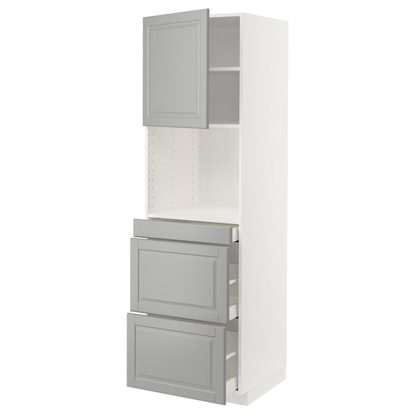 METOD / MAXIMERA Mobile alt micro com/anta/3cassetti, bianco/Bodbyn grigio, 60x60x200 cm