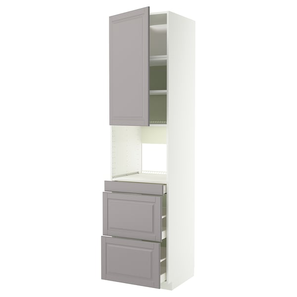 METOD / MAXIMERA Mobile alt micro com/anta/3cassetti, bianco/Bodbyn grigio, 60x60x240 cm
