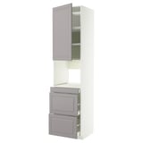 METOD / MAXIMERA Mobile alt micro com/anta/3cassetti, bianco/Bodbyn grigio, 60x60x240 cm