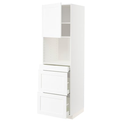METOD / MAXIMERA Mobile alt micro com/anta/3cassetti, bianco Enköping/bianco effetto legno, 60x60x200 cm