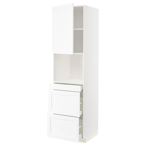 METOD / MAXIMERA Mobile alt micro com/anta/3cassetti, bianco Enköping/bianco effetto legno, 60x60x220 cm