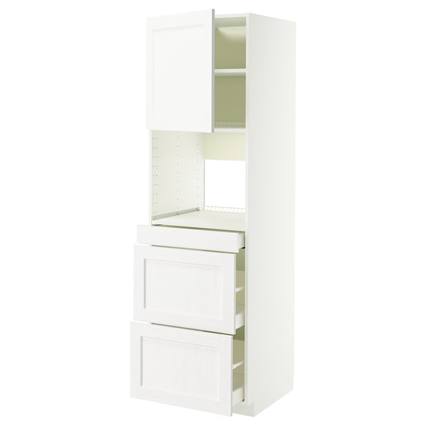 METOD / MAXIMERA Mobile alt micro com/anta/3cassetti, bianco Enköping/bianco effetto legno, 60x60x200 cm