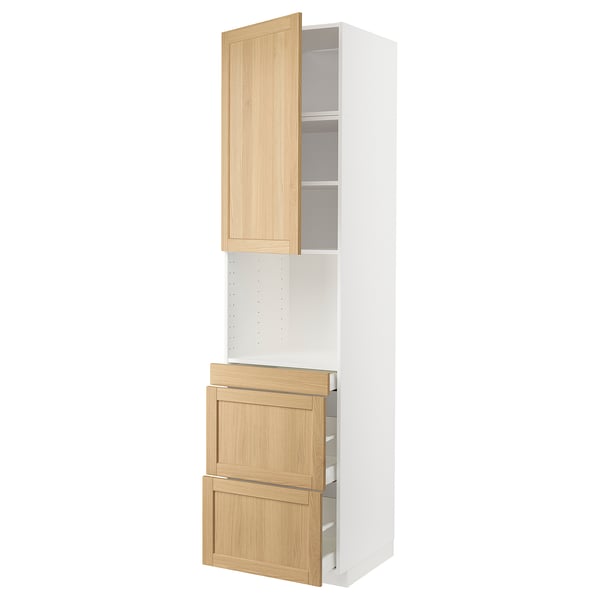 METOD / MAXIMERA Mobile alt micro com/anta/3cassetti, bianco/Forsbacka rovere, 60x60x240 cm