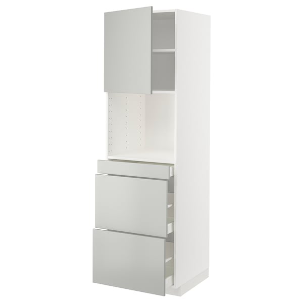 METOD / MAXIMERA Mobile alt micro com/anta/3cassetti, bianco/Havstorp grigio chiaro, 60x60x200 cm