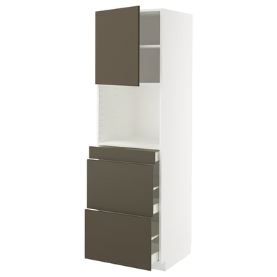 METOD / MAXIMERA Mobile alt micro com/anta/3cassetti, bianco/Havstorp marrone-beige, 60x60x200 cm