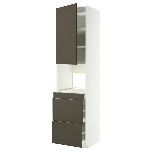 METOD / MAXIMERA Mobile alt micro com/anta/3cassetti, bianco/Havstorp marrone-beige, 60x60x240 cm