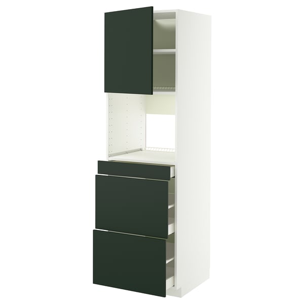 METOD / MAXIMERA Mobile alt micro com/anta/3cassetti, bianco/Havstorp verde intenso, 60x60x200 cm