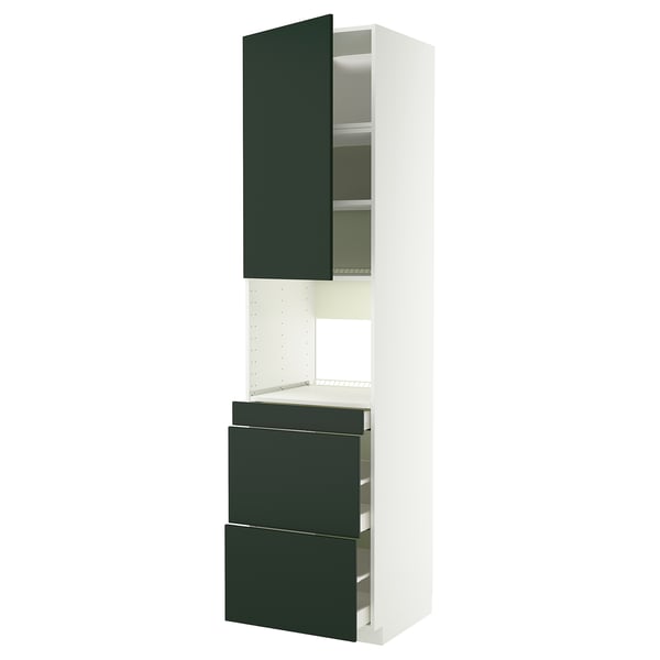 METOD / MAXIMERA Mobile alt micro com/anta/3cassetti, bianco/Havstorp verde intenso, 60x60x240 cm