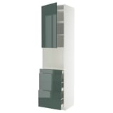 METOD / MAXIMERA Mobile alt micro com/anta/3cassetti, bianco/Kallarp grigio-verde scuro lucido, 60x60x240 cm