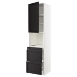 METOD / MAXIMERA Mobile alt micro com/anta/3cassetti, bianco/Lerhyttan mordente nero, 60x60x240 cm