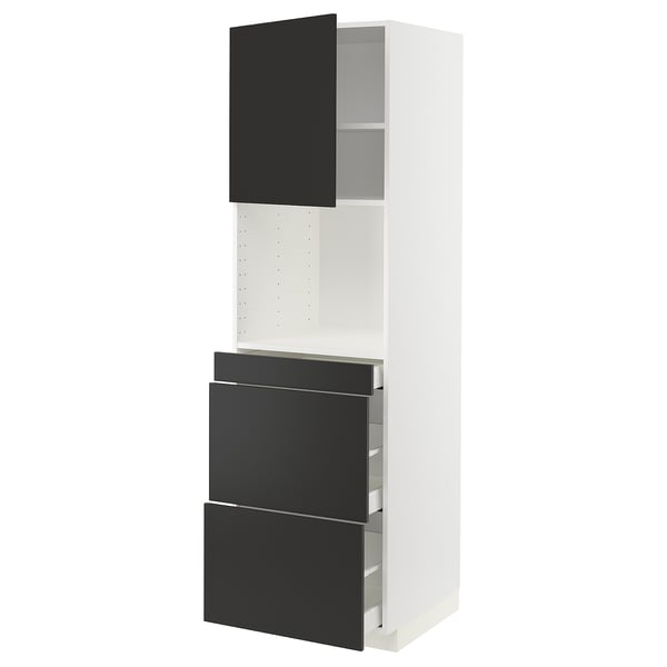 METOD / MAXIMERA Mobile alt micro com/anta/3cassetti, bianco/Nickebo antracite opaco, 60x60x200 cm