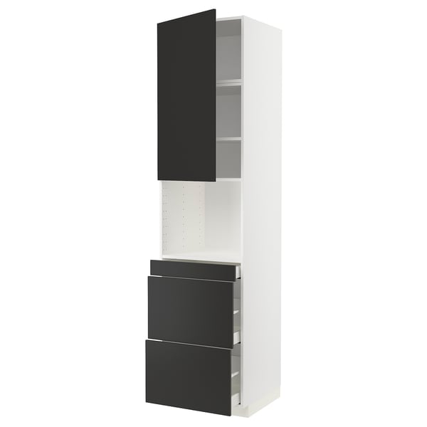 METOD / MAXIMERA Mobile alt micro com/anta/3cassetti, bianco/Nickebo antracite opaco, 60x60x240 cm